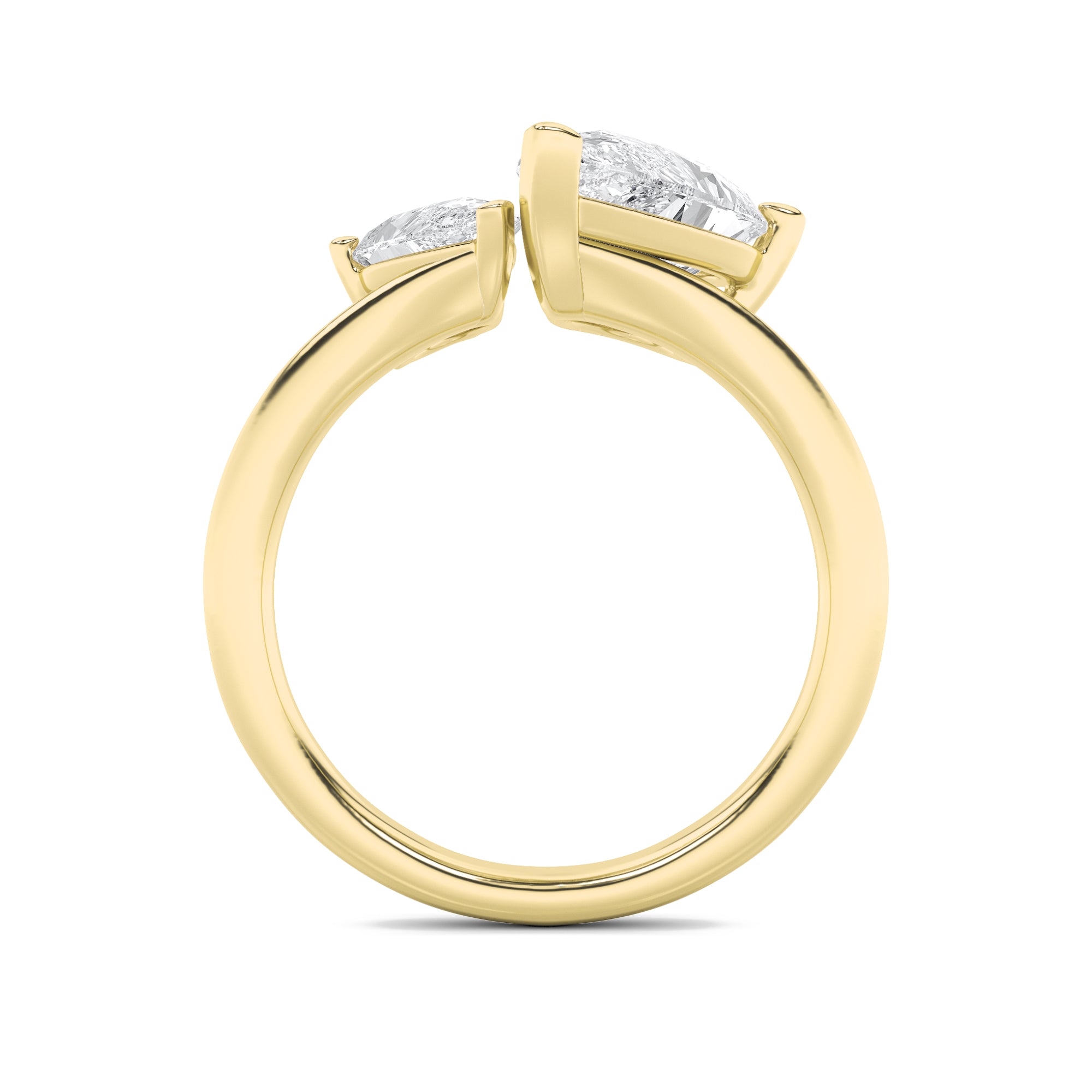 3CTW Pear Shaped Lab Grown Diamond (F/VS) Toi et Moi Engagement Ring in 14K Gold