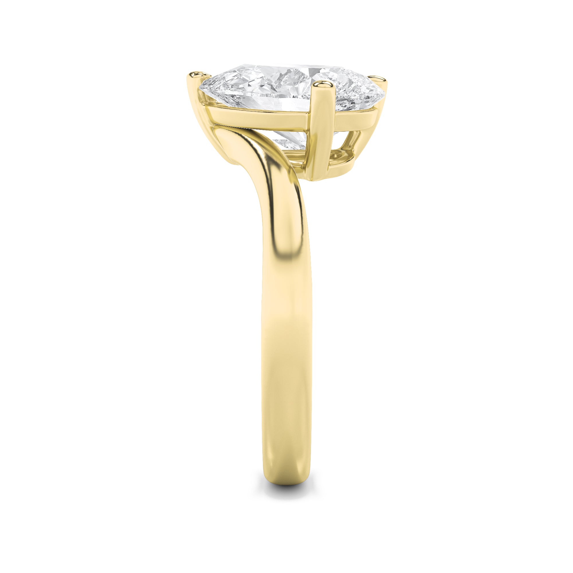 3CTW Pear Shaped Lab Grown Diamond (F/VS) Toi et Moi Engagement Ring in 14K Gold