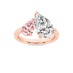 3CTW Pear Shaped Lab Grown Diamond (F/VS) Toi et Moi Engagement Ring in 14K Gold