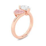 3CTW Pear Shaped Lab Grown Diamond (F/VS) Toi et Moi Engagement Ring in 14K Gold