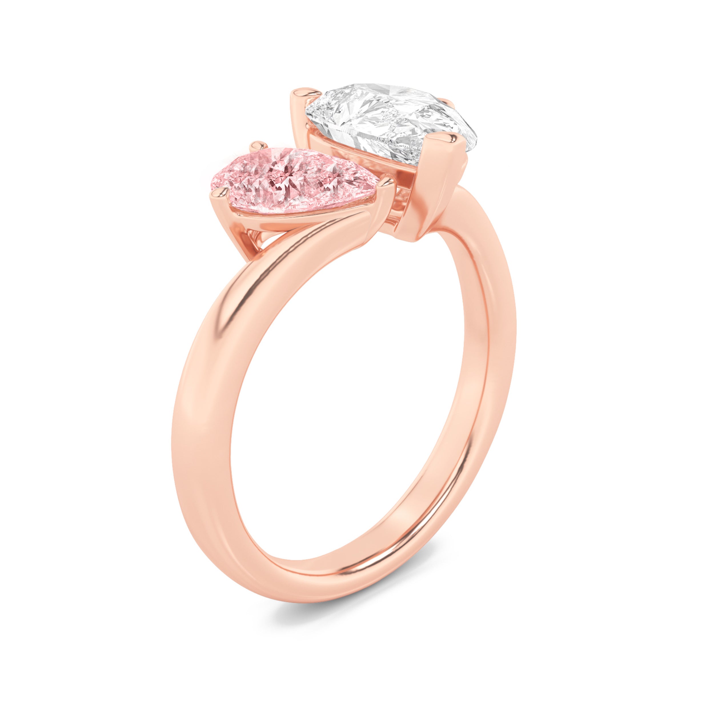 3CTW Pear Shaped Lab Grown Diamond (F/VS) Toi et Moi Engagement Ring in 14K Gold