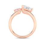 3CTW Pear Shaped Lab Grown Diamond (F/VS) Toi et Moi Engagement Ring in 14K Gold