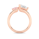 3CTW Pear Shaped Lab Grown Diamond (F/VS) Toi et Moi Engagement Ring in 14K Gold