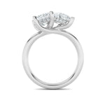 3CTW Emerald Shaped Lab Grown Diamond (F/VS) Toi et Moi Engagement Ring in 14K Gold