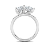 3CTW Emerald Shaped Lab Grown Diamond (F/VS) Toi et Moi Engagement Ring in 14K Gold