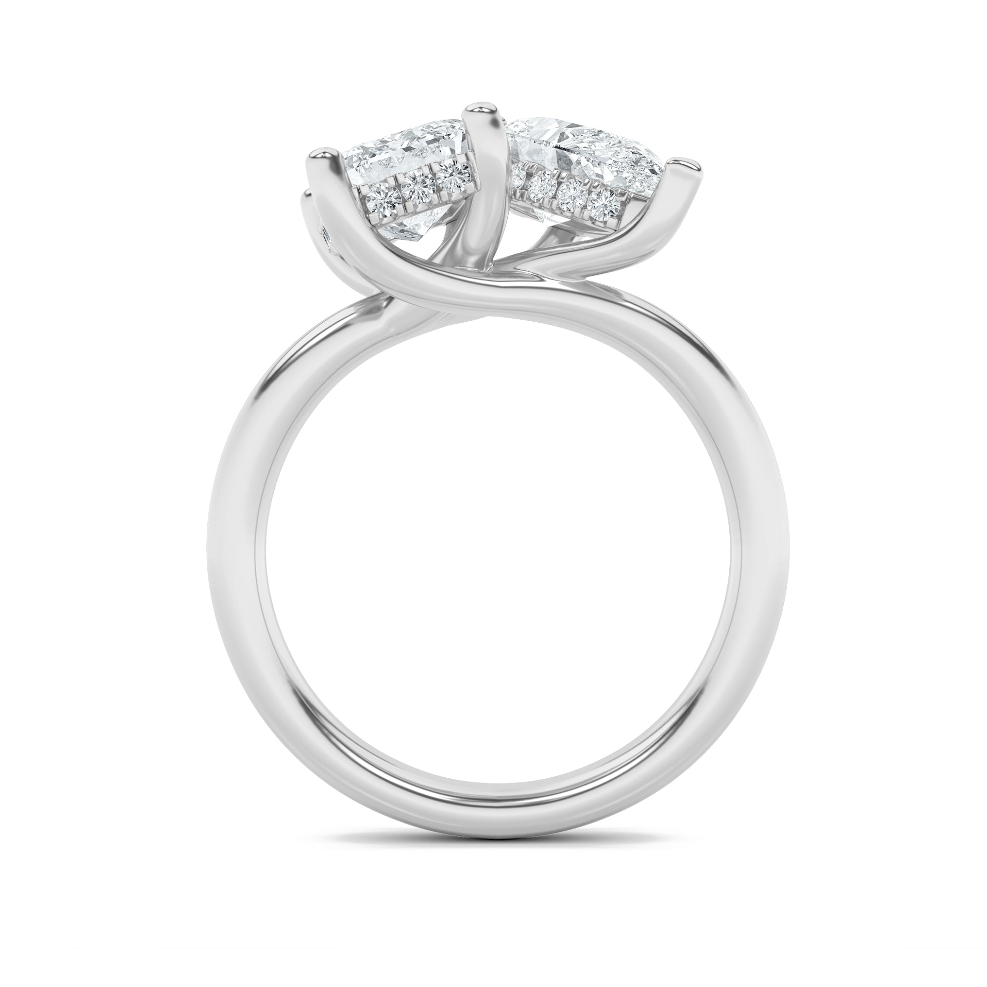 3CTW Emerald Shaped Lab Grown Diamond (F/VS) Toi et Moi Engagement Ring in 14K Gold