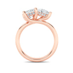 3CTW Emerald Shaped Lab Grown Diamond (F/VS) Toi et Moi Engagement Ring in 14K Gold