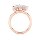 3CTW Emerald Shaped Lab Grown Diamond (F/VS) Toi et Moi Engagement Ring in 14K Gold