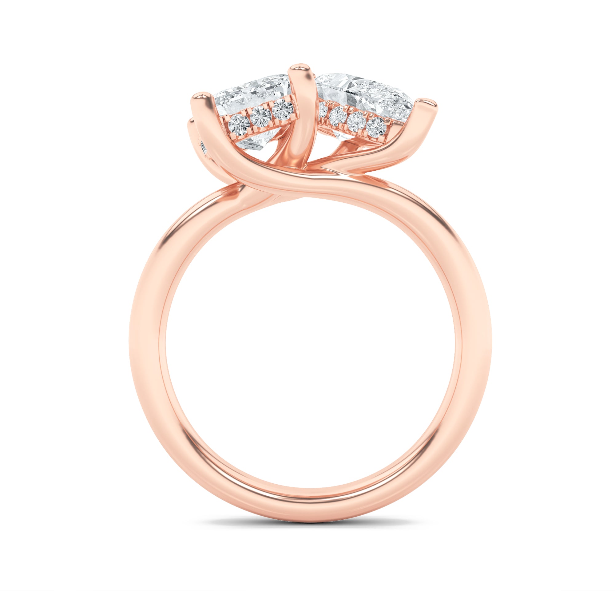 3CTW Emerald Shaped Lab Grown Diamond (F/VS) Toi et Moi Engagement Ring in 14K Gold