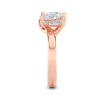 3CTW Emerald Shaped Lab Grown Diamond (F/VS) Toi et Moi Engagement Ring in 14K Gold