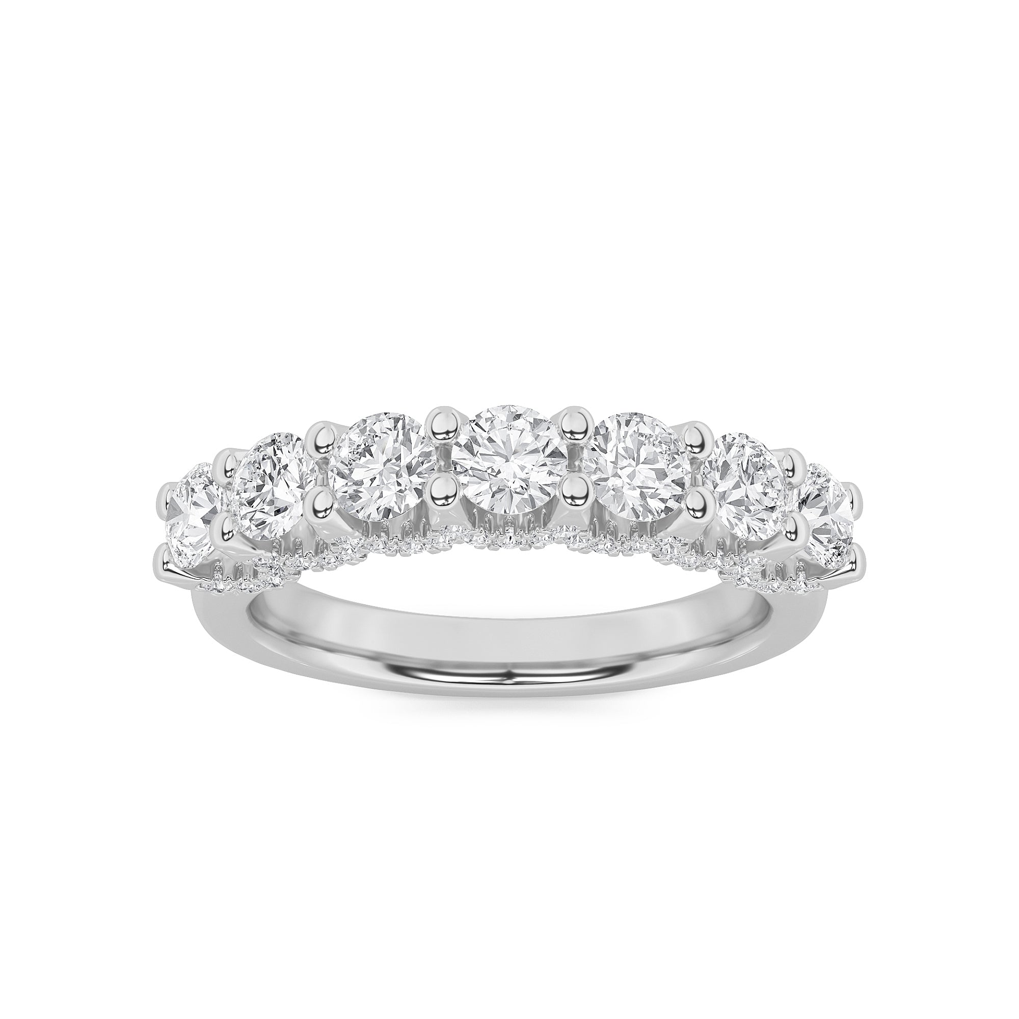 1CTW Round Shaped Lab Grown Diamond (F/VS) Accented Double Halo Set of Band and  Ring in 14K Gold