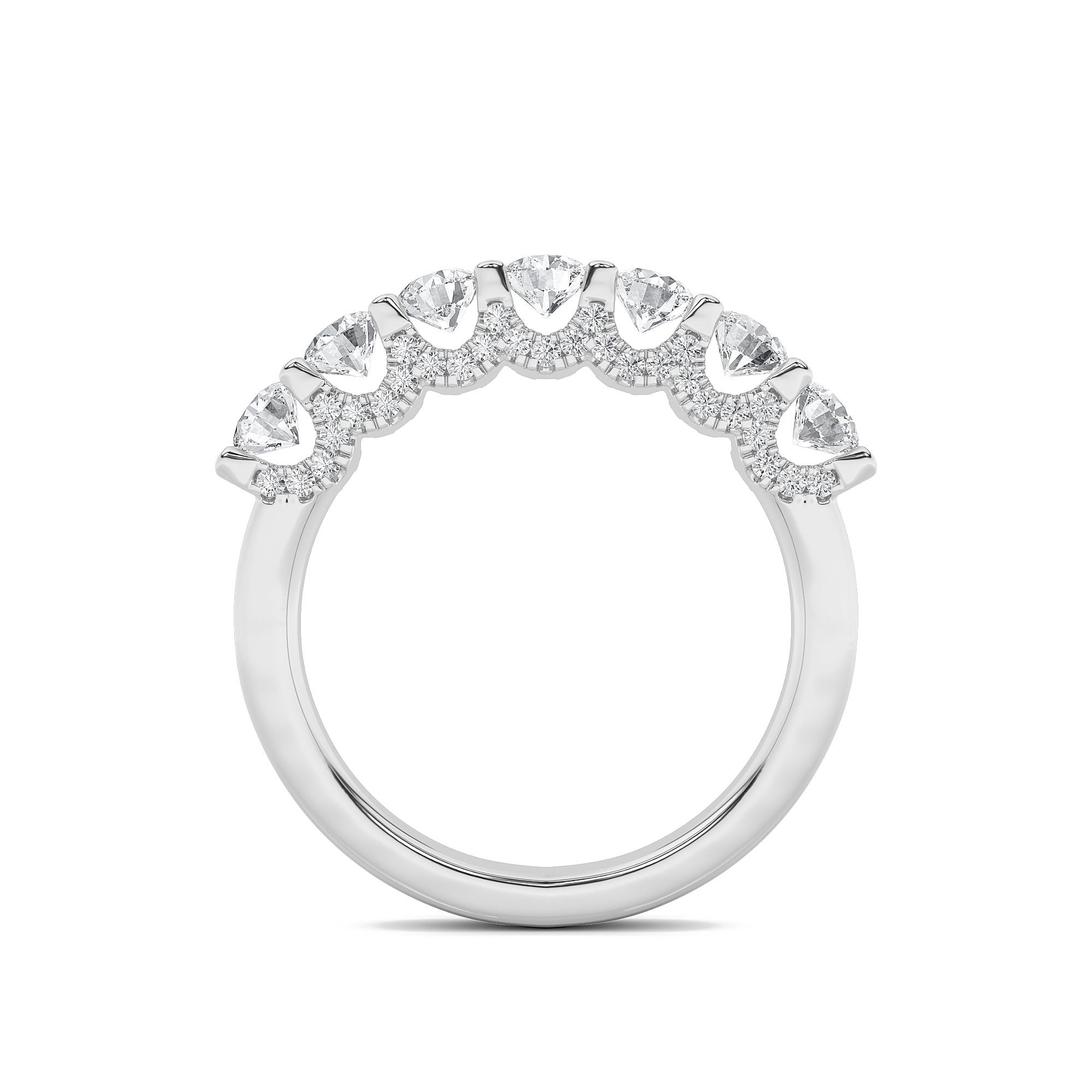1CTW Round Shaped Lab Grown Diamond (F/VS) Accented Double Halo Set of Band and  Ring in 14K Gold