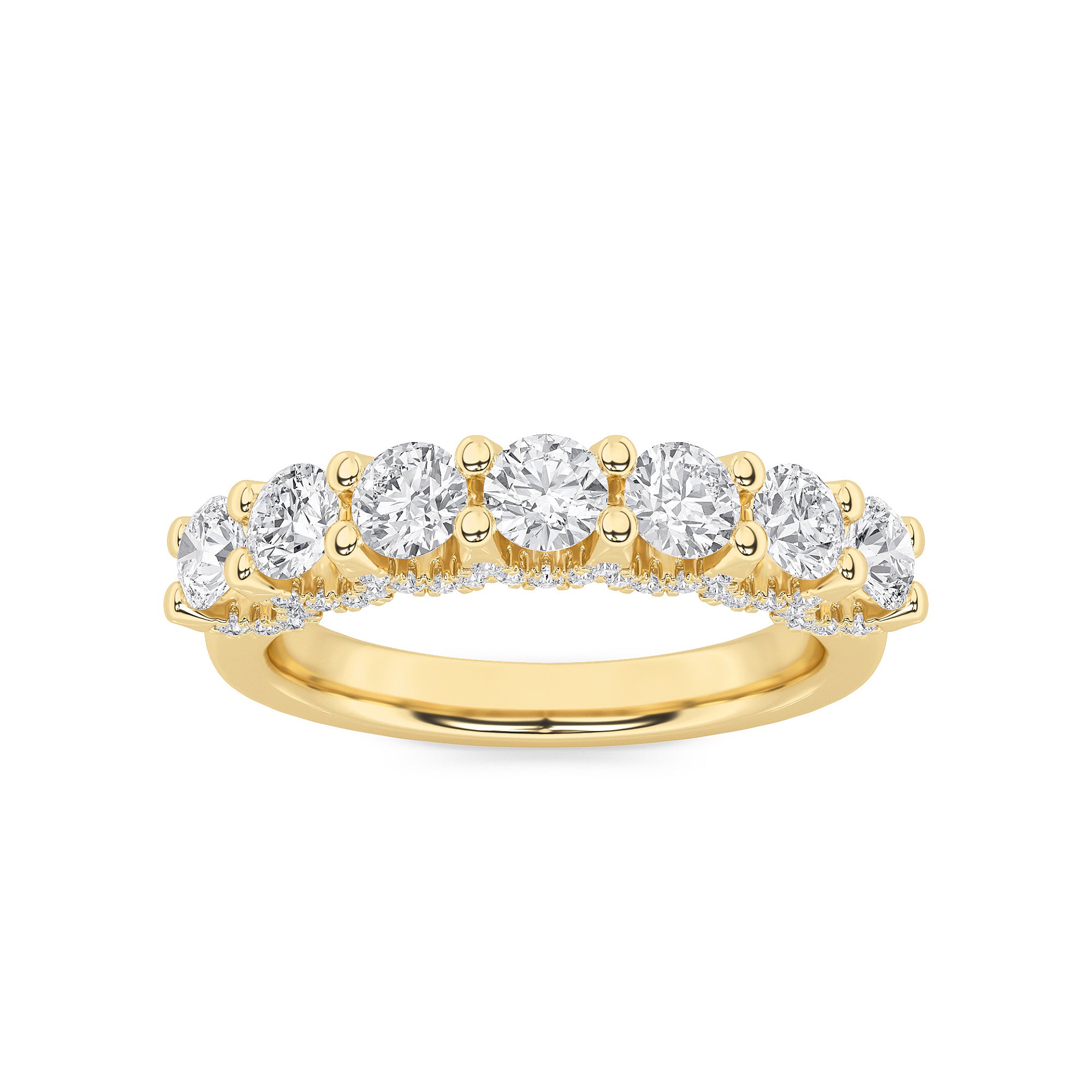 1CTW Round Shaped Lab Grown Diamond (F/VS) Accented Double Halo Set of Band and  Ring in 14K Gold