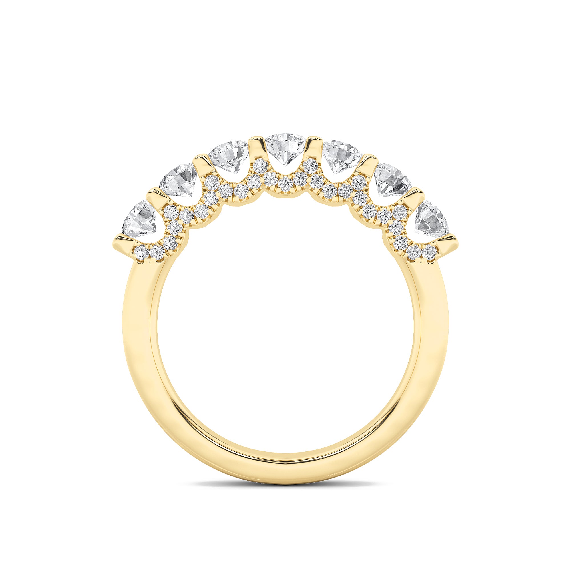 1CTW Round Shaped Lab Grown Diamond (F/VS) Accented Double Halo Set of Band and  Ring in 14K Gold