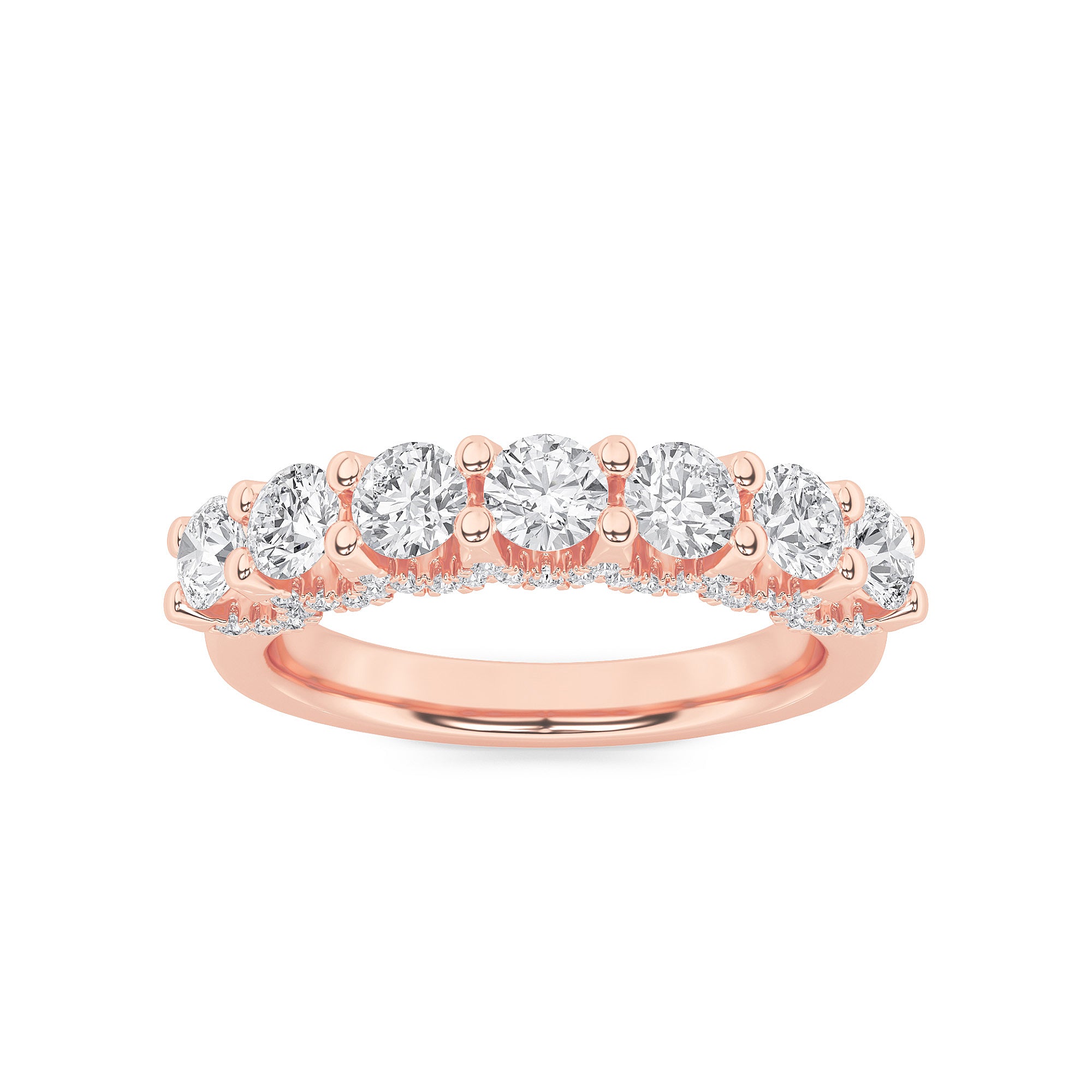 1CTW Round Shaped Lab Grown Diamond (F/VS) Accented Double Halo Set of Band and  Ring in 14K Gold