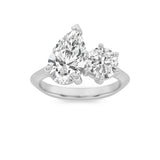 3CTW Pear Shaped Lab Grown Diamond (F/VS) Toi et Moi Engagement Ring in 14K Gold