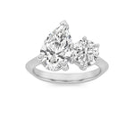 3CTW Pear Shaped Lab Grown Diamond (F/VS) Toi et Moi Engagement Ring in 14K Gold