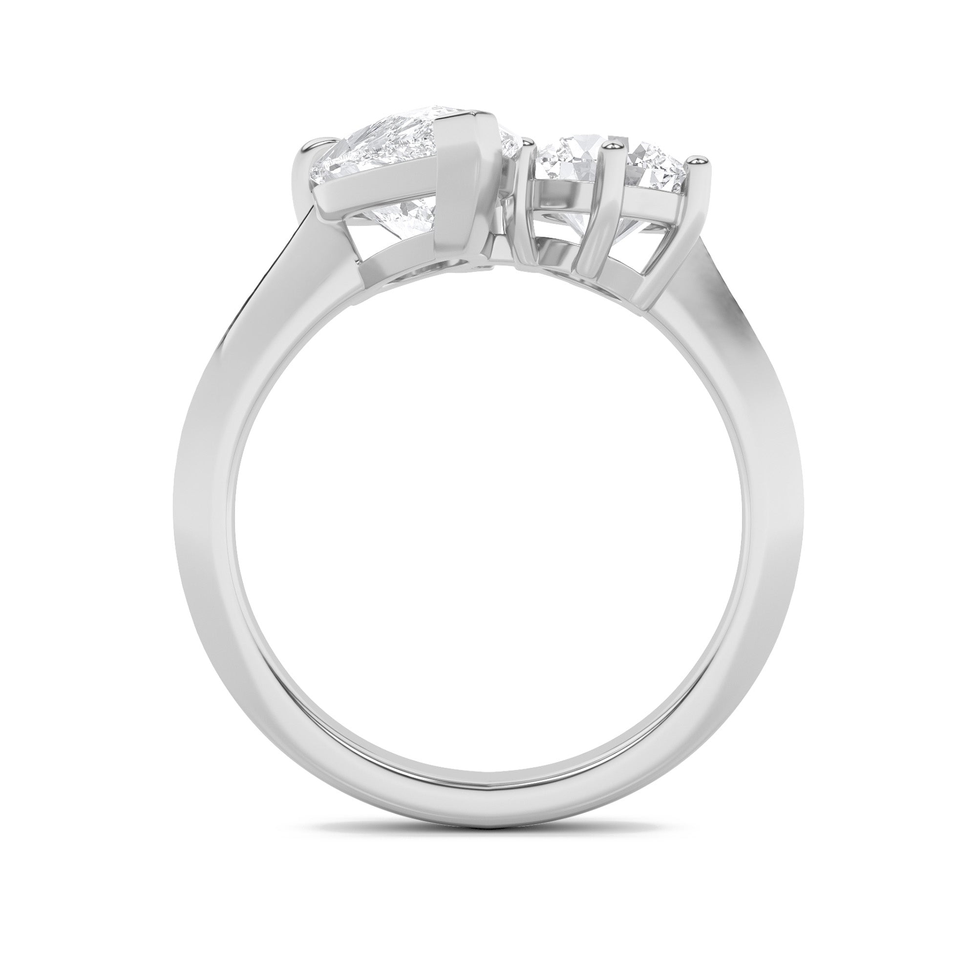 3CTW Pear Shaped Lab Grown Diamond (F/VS) Toi et Moi Engagement Ring in 14K Gold