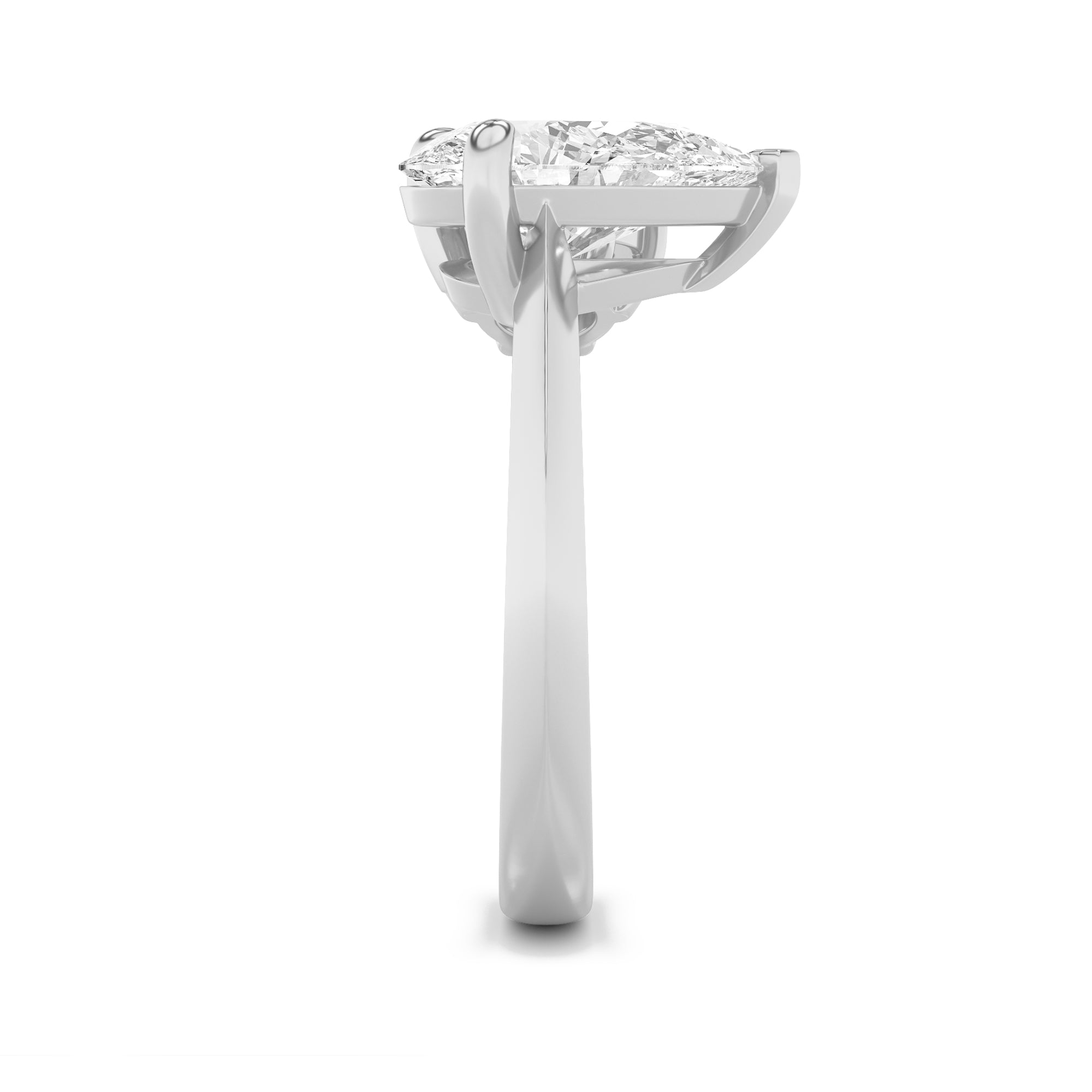 3CTW Pear Shaped Lab Grown Diamond (F/VS) Toi et Moi Engagement Ring in 14K Gold