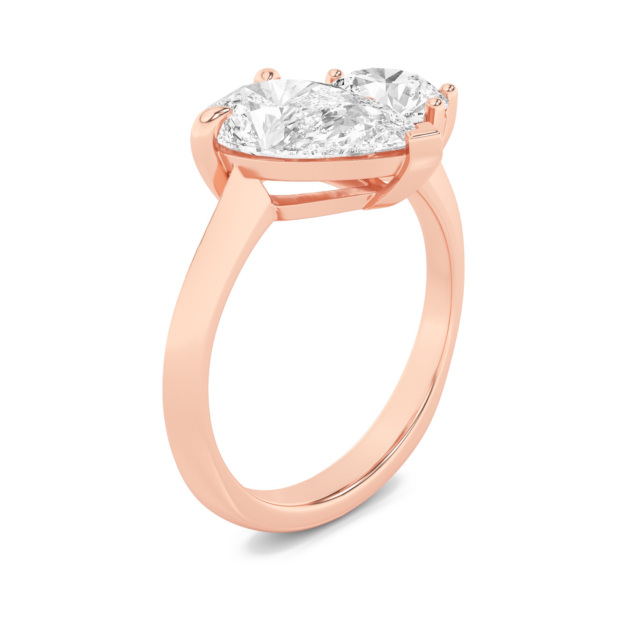 3CTW Pear Shaped Lab Grown Diamond (F/VS) Toi et Moi Engagement Ring in 14K Gold