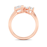 3CTW Pear Shaped Lab Grown Diamond (F/VS) Toi et Moi Engagement Ring in 14K Gold