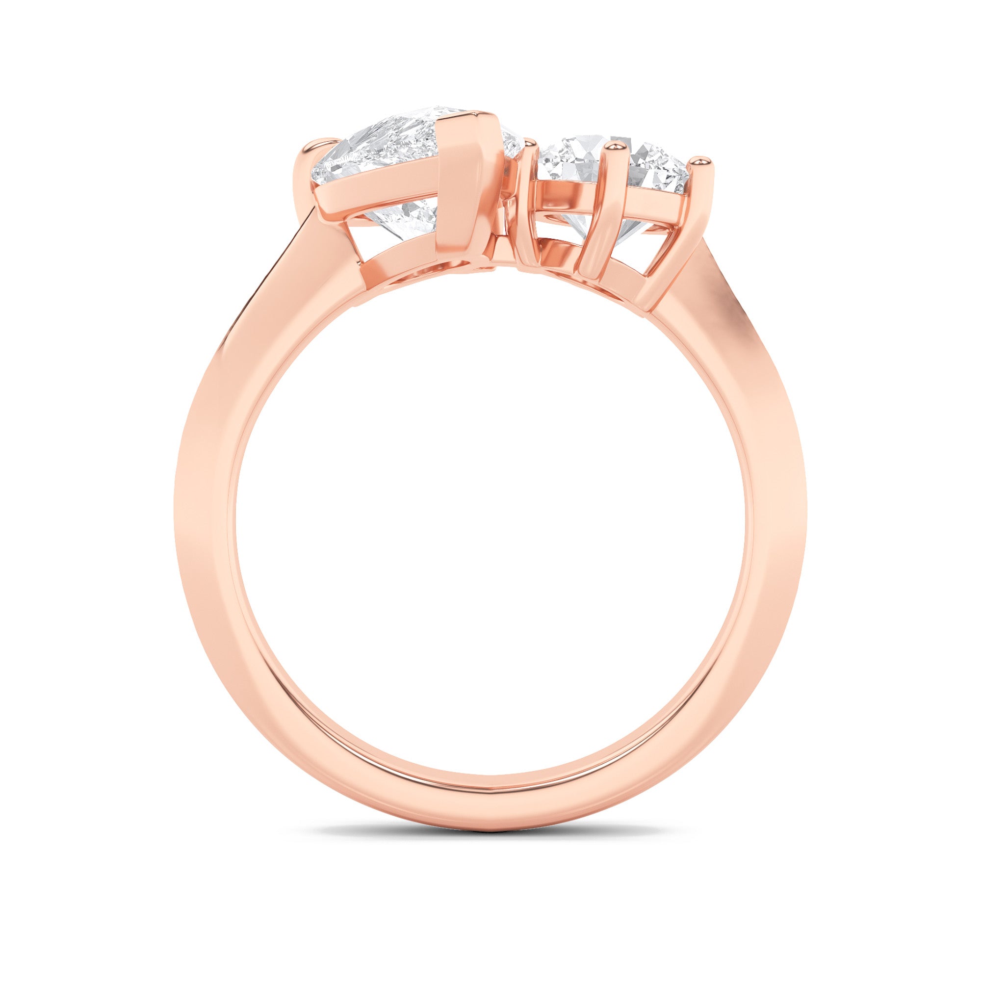3CTW Pear Shaped Lab Grown Diamond (F/VS) Toi et Moi Engagement Ring in 14K Gold