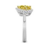 3CTW Emerald Shaped Lab Grown Diamond (F/VS) Toi et Moi Engagement Ring in 14K Gold