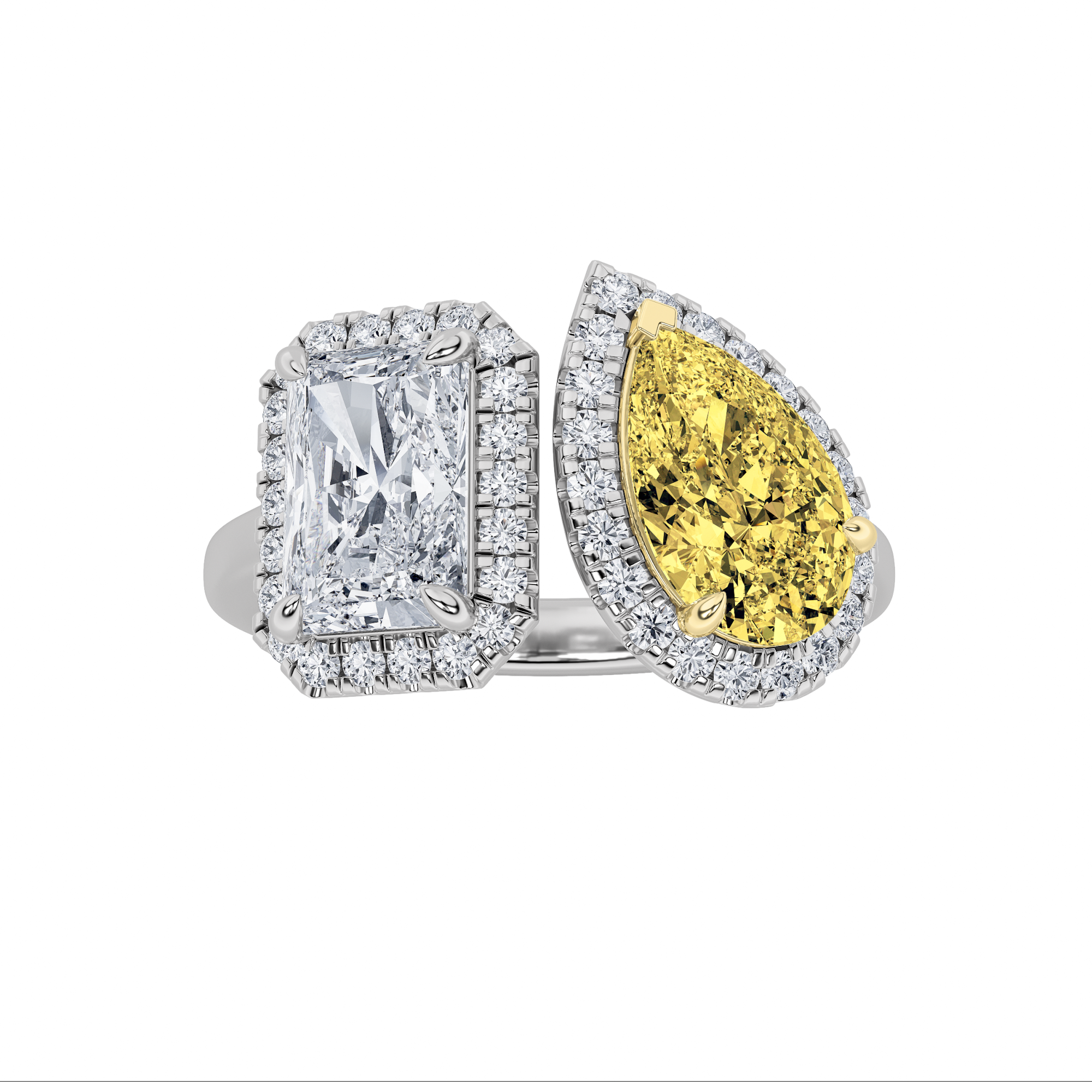 3CTW Radiant Shaped Lab Grown Diamond (F/VS) Toi et Moi Fashiion Ring in 14K Gold