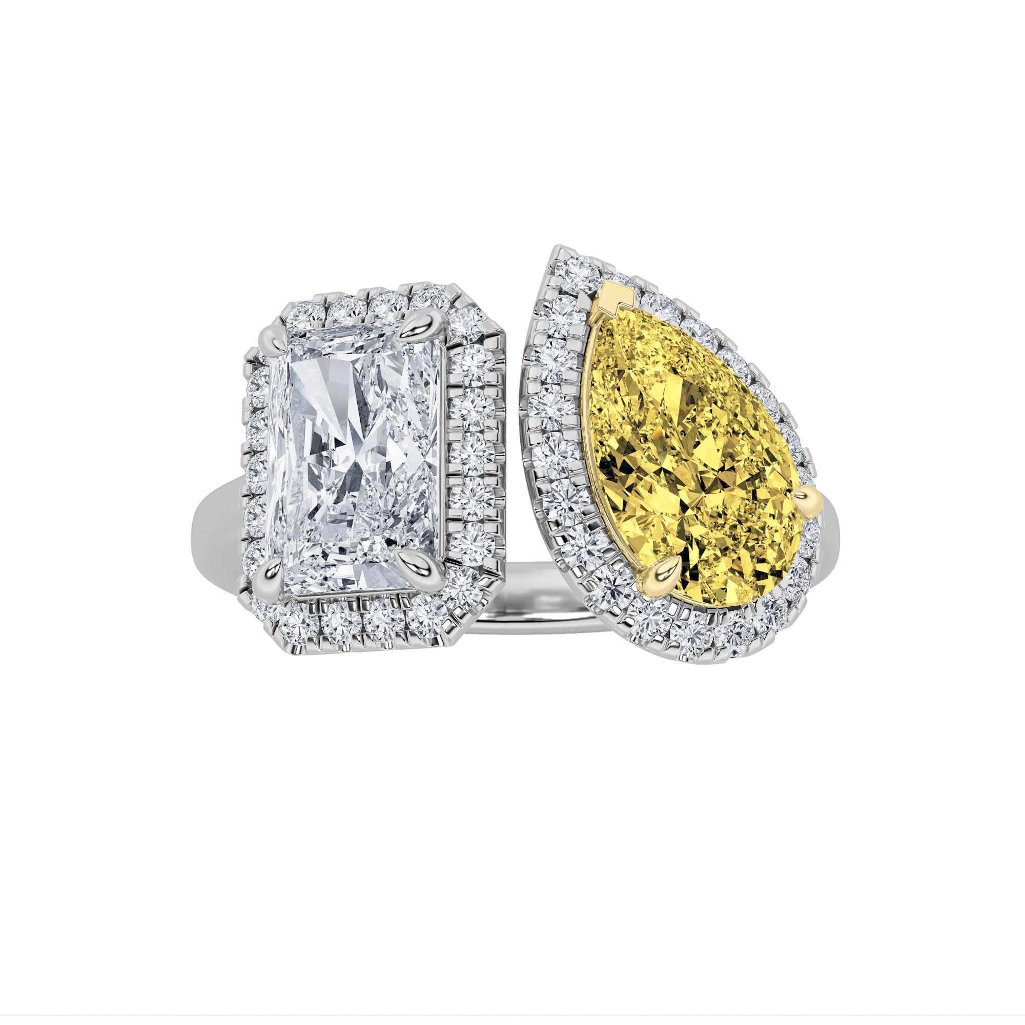 3CTW Radiant Shaped Lab Grown Diamond (F/VVS) Toi et Moi Fashiion Ring in 14K Gold