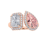 3CTW Radiant Shaped Lab Grown Diamond (F/VS) Toi et Moi Fashiion Ring in 14K Gold