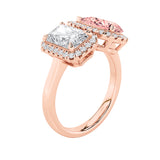 3CTW Radiant Shaped Lab Grown Diamond (F/VS) Toi et Moi Fashiion Ring in 14K Gold