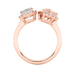 3CTW Radiant Shaped Lab Grown Diamond (F/VS) Toi et Moi Fashiion Ring in 14K Gold
