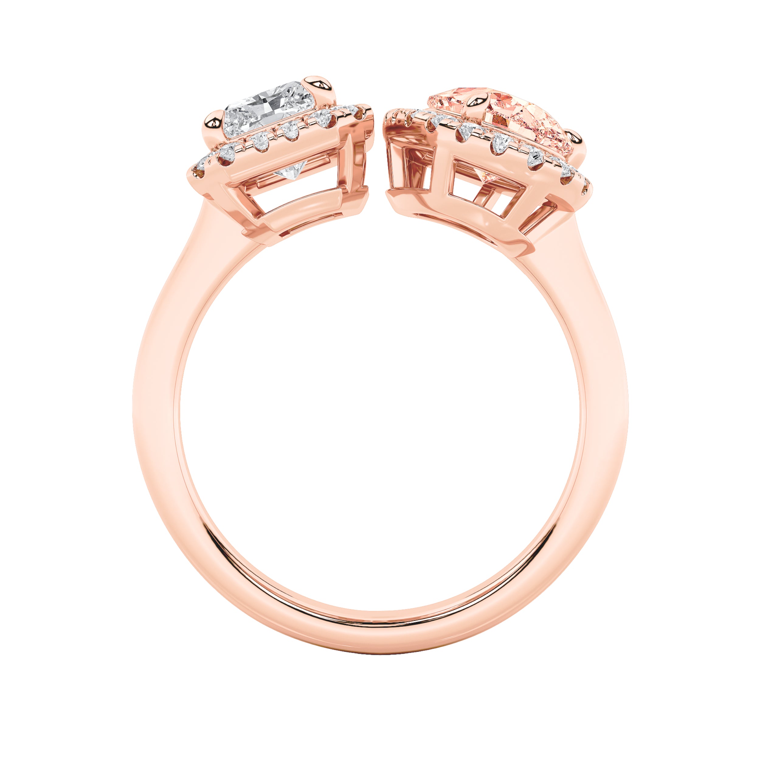 3CTW Radiant Shaped Lab Grown Diamond (F/VS) Toi et Moi Fashiion Ring in 14K Gold