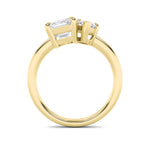 3CTW Emerald Shaped Lab Grown Diamond (F/VS) Toi et Moi Engagement Ring in 14K Gold