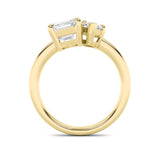 3CTW Emerald Shaped Lab Grown Diamond (F/VS) Toi et Moi Engagement Ring in 14K Gold