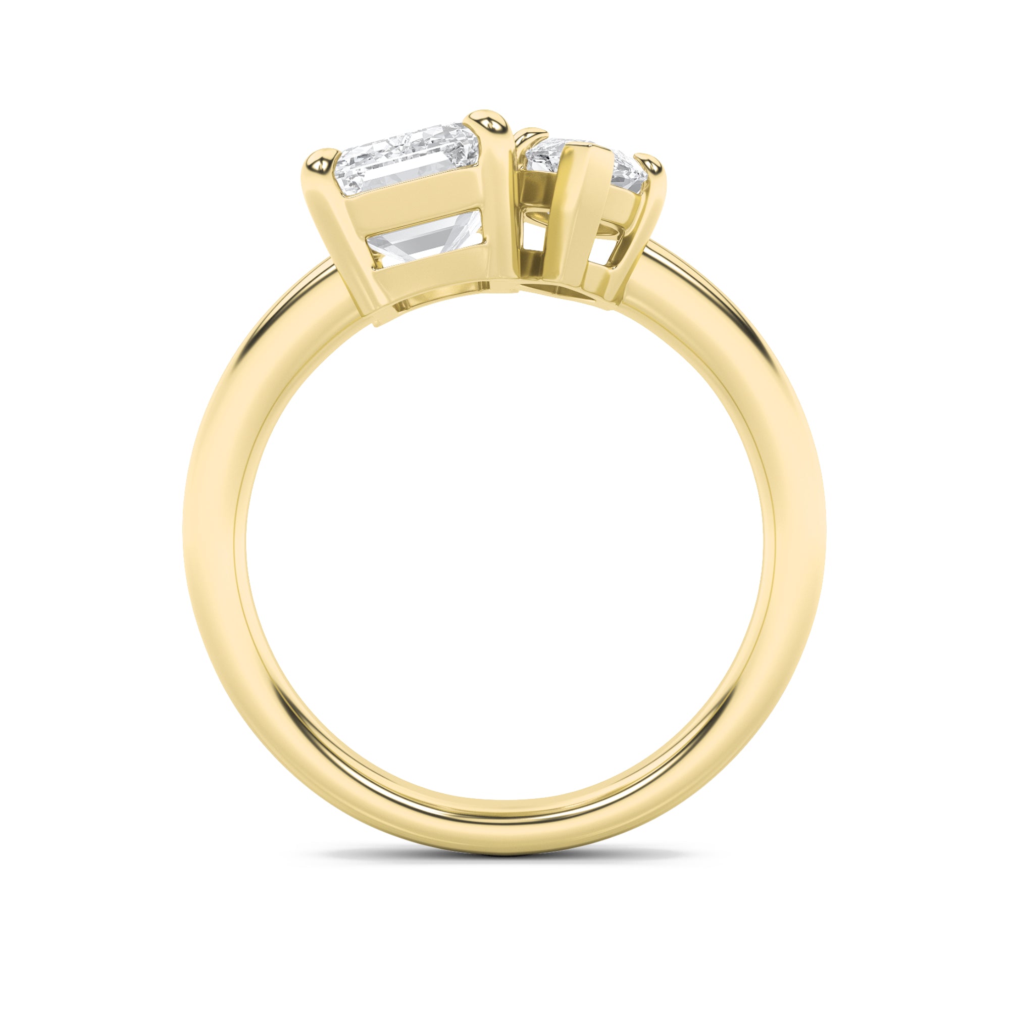 3CTW Emerald Shaped Lab Grown Diamond (F/VS) Toi et Moi Engagement Ring in 14K Gold