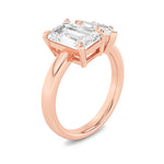 3CTW Emerald Shaped Lab Grown Diamond (F/VS) Toi et Moi Engagement Ring in 14K Gold