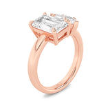 3CTW Emerald Shaped Lab Grown Diamond (F/VS) Toi et Moi Engagement Ring in 14K Gold