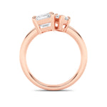3CTW Emerald Shaped Lab Grown Diamond (F/VS) Toi et Moi Engagement Ring in 14K Gold