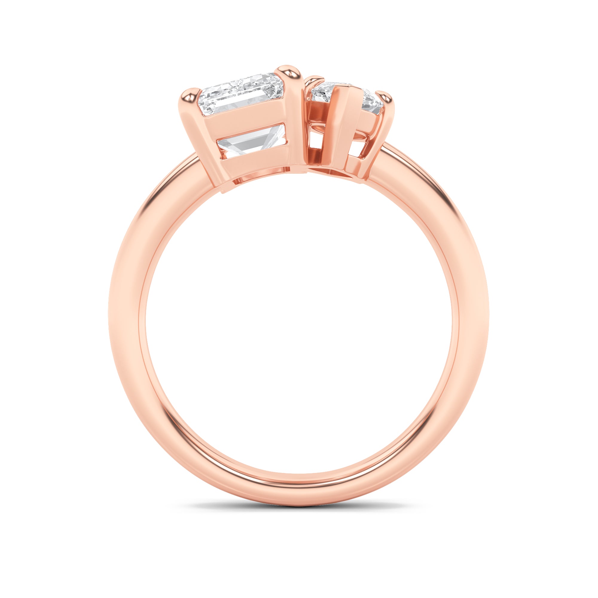 3CTW Emerald Shaped Lab Grown Diamond (F/VS) Toi et Moi Engagement Ring in 14K Gold