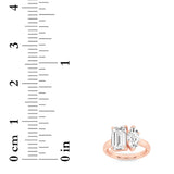 3CTW Emerald Shaped Lab Grown Diamond (F/VS) Toi et Moi Engagement Ring in 14K Gold