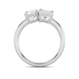 3CTW Emerald Shaped Lab Grown Diamond (F/VS) Toi et Moi Engagement Ring in 14K Gold