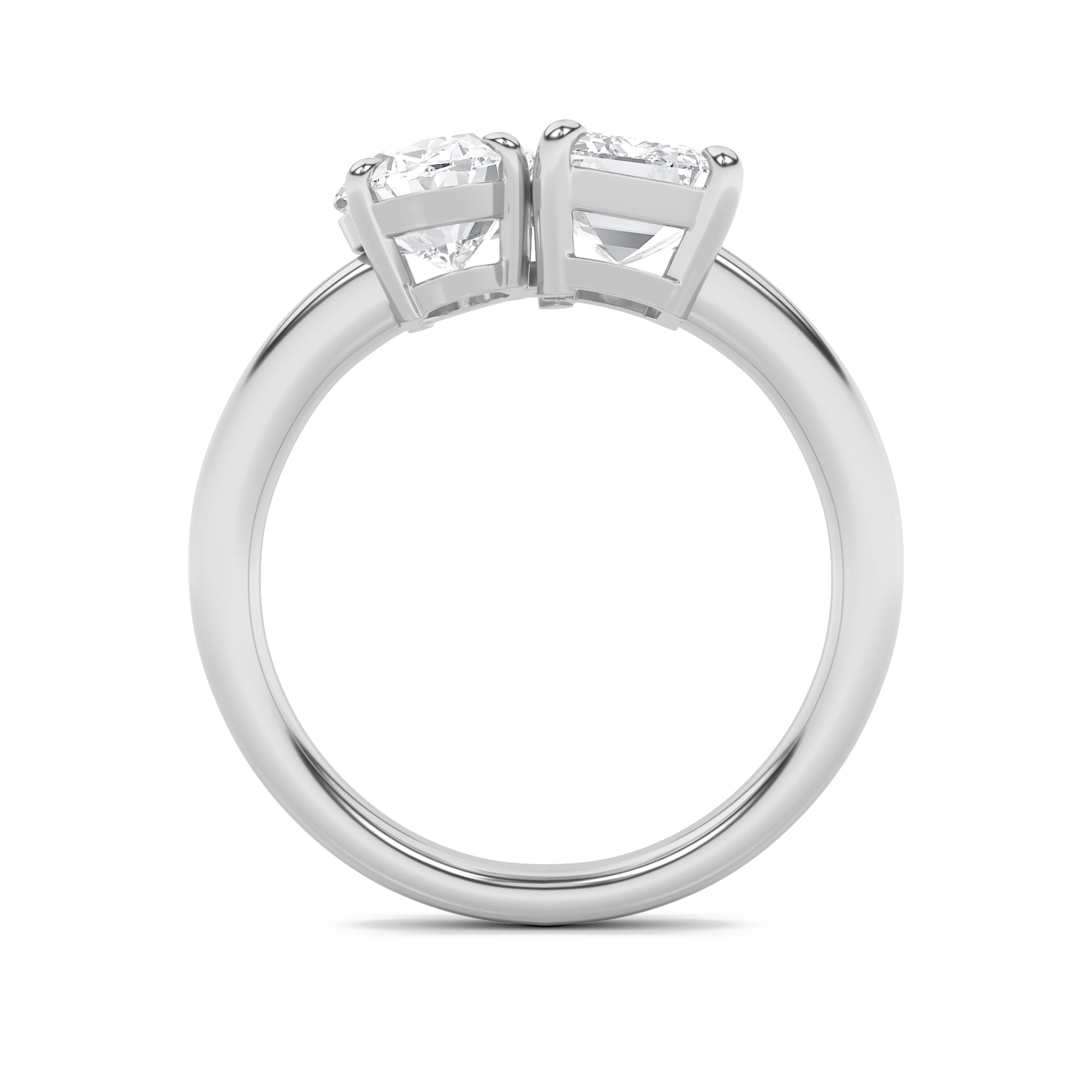 3CTW Emerald Shaped Lab Grown Diamond (F/VS) Toi et Moi Engagement Ring in 14K Gold