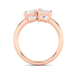 3CTW Emerald Shaped Lab Grown Diamond (F/VS) Toi et Moi Engagement Ring in 14K Gold