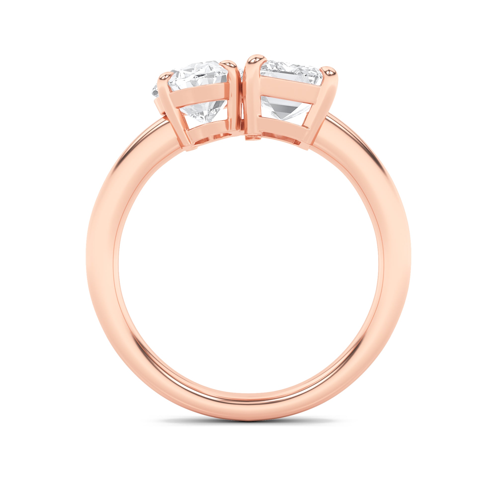 3CTW Emerald Shaped Lab Grown Diamond (F/VS) Toi et Moi Engagement Ring in 14K Gold