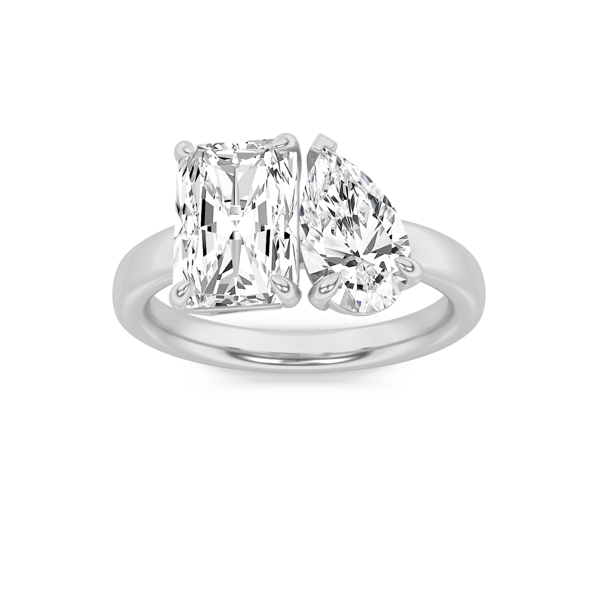 3CTW Radiant Shaped Lab Grown Diamond (F/VS) Toi et Moi Fashiion Ring in 14K Gold