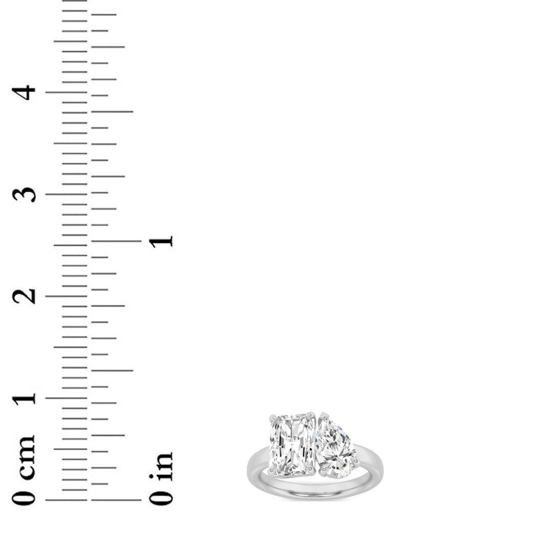 3CTW Radiant Shaped Lab Grown Diamond (F/VS) Toi et Moi Fashiion Ring in 14K Gold