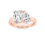 3CTW Radiant Shaped Lab Grown Diamond (F/VS) Toi et Moi Fashiion Ring in 14K Gold