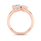 3CTW Radiant Shaped Lab Grown Diamond (F/VS) Toi et Moi Fashiion Ring in 14K Gold