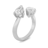 3CTW Pear Shaped Lab Grown Diamond (G/VS) Toi et Moi Engagement Ring in 14K Gold